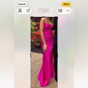 Sherri Hill Fuchsia Sequin Strapless Evening Gown